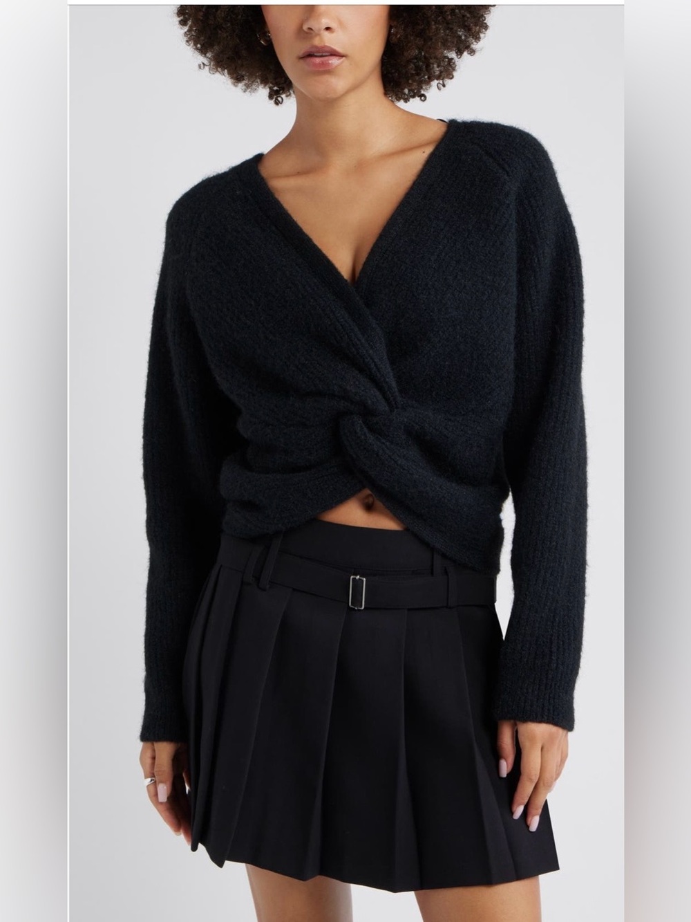 NWT Open Edit Twist Reversible Sweater in Black Size Medium